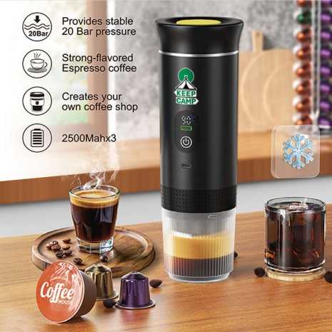 Macchina da caffè portatile a batteria USB‑C 20...