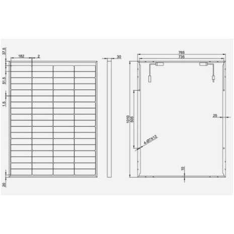 Pannello bifacciale PERC 150W 36V