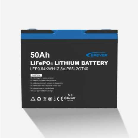 Batteria LiFePO4 50Ah 12.8V - 0,64kWh EpEver con Bluetooth | Riscaldatore integrato