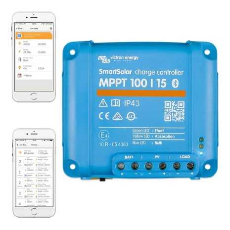 Regolatore di carica 15A 12/24V 100V MPPT...