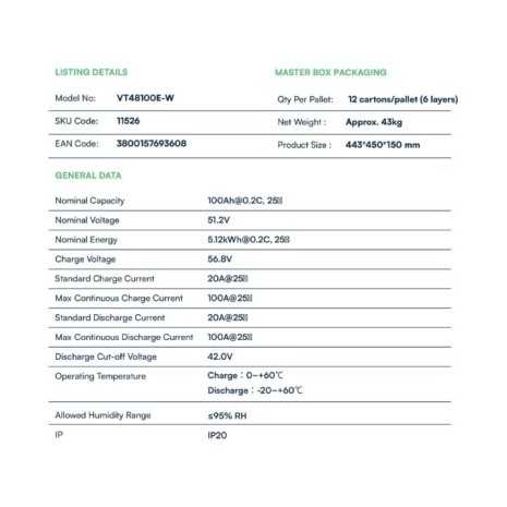 Batteria V-Tac 5kWh Bassa Tensione