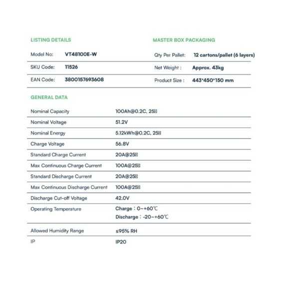 Batteria V-Tac 5kWh Bassa Tensione