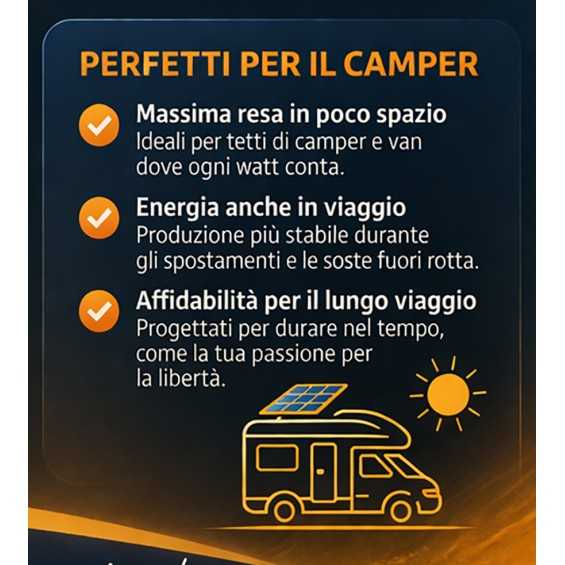 Kit Solare Camper 230W HPBC 36V | Pannello fotovoltaico monocristallino | Regolatore Victron MPPT | Kit Completo
