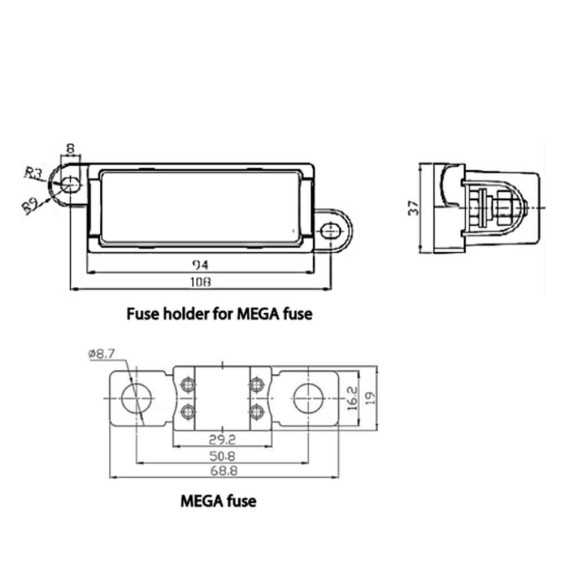 Portafusibile Victron per fusibile MEGA