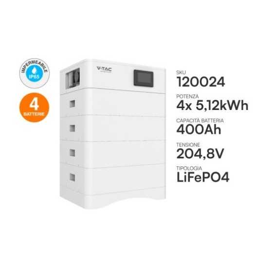 Batteria di Accumulo LiFePO4 20kWh Alta Tensione (HV) | BMS CAN/RS485, CEI 0-21, Garanzia 10 Anni