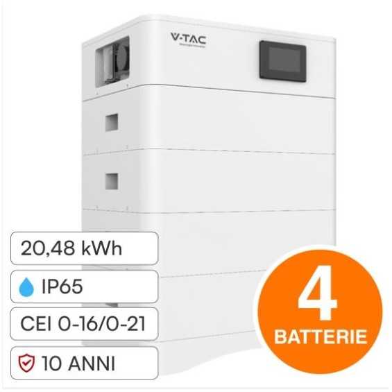Batteria di Accumulo LiFePO4 20kWh Alta Tensione (HV) | BMS CAN/RS485, CEI 0-21, Garanzia 10 Anni