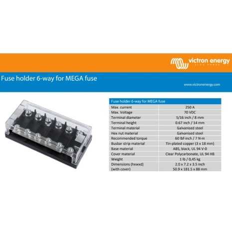 Portafusibile Victron 6 vie per fusibile MEGA