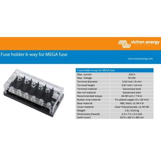 Portafusibile Victron 6 vie per fusibile MEGA