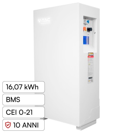 Batteria di Accumulo LiFePO4 51,2V 314Ah 16,07kWh con BMS Integrato, CEI 0-21, Garanzia 10 Anni
