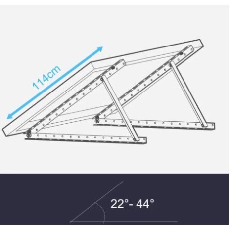 Cavalletto regolabile in alluminio per pannello fotovoltaico 22°–40° – fino a 1134 mm
