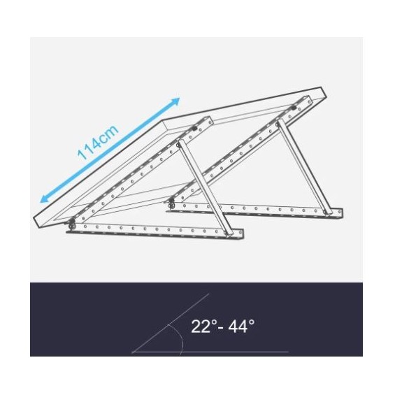Cavalletto regolabile in alluminio per pannello fotovoltaico 22°–40° – fino a 1134 mm