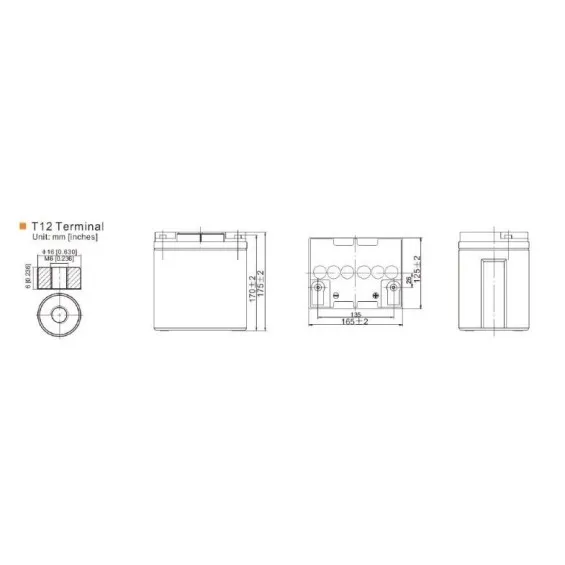Batteria 24Ah 12V Prime AGM Deep Cycle dimensioni