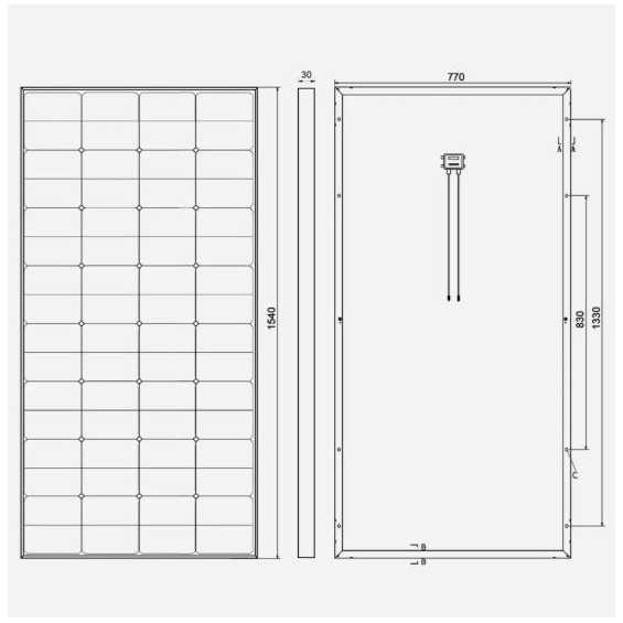 230W Pannello Fotovoltaico Monocristallino 12V HPBC All-Black Enjoy Solar® dimensioni