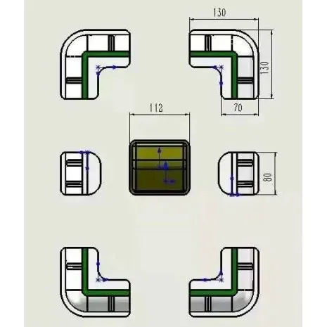 Set montaggio pannelli su camper: 4 angolari, 2 dritti, 1 passacavo doppio