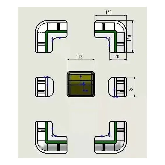 Set montaggio pannelli su camper: 4 angolari, 2 dritti, 1 passacavo doppio
