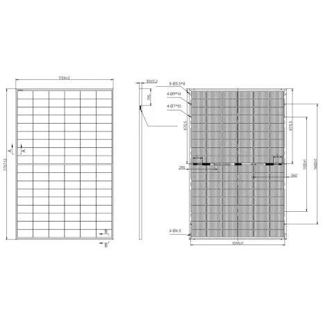 475W Pannello Fotovoltaico AIKO N-Type ABC | A475-MAH54DW dimensioni