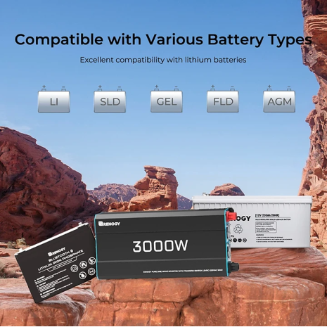 3000W/12V Inverter a onda sinusoidale pura con Funzione UPS Renogy