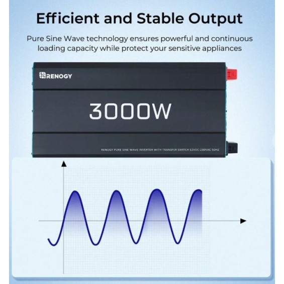 3000W/12V Inverter a onda sinusoidale pura con Funzione UPS Renogy