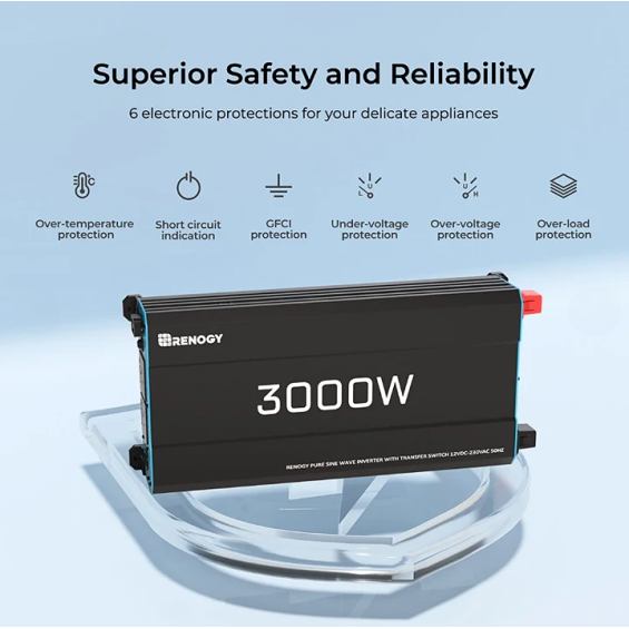 3000W/12V Inverter a onda sinusoidale pura con Funzione UPS Renogy