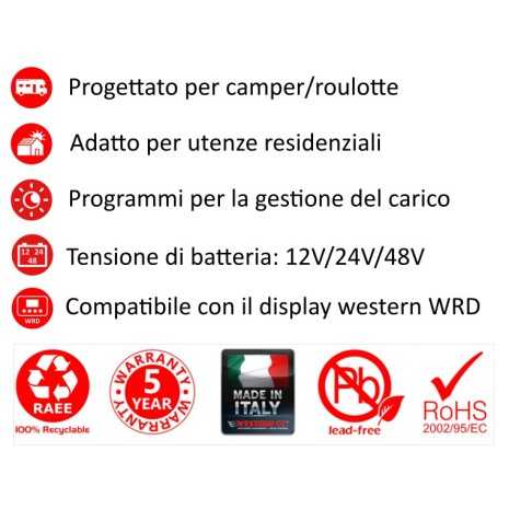Regolatore 30A 12/24/48V MPPT Western