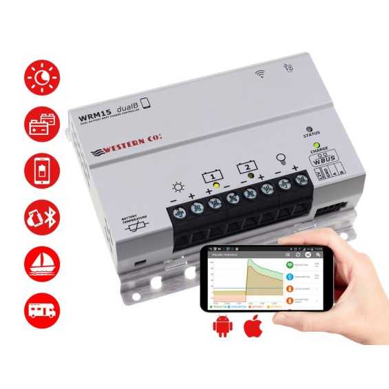 Regolatore 15A-12/24V Western MPPT 2 batterie