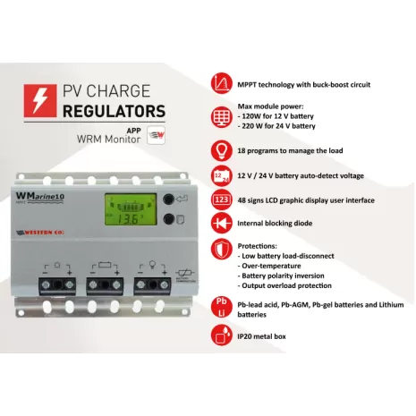 Regolatore di carica WMarine 10A MPPT Step Up