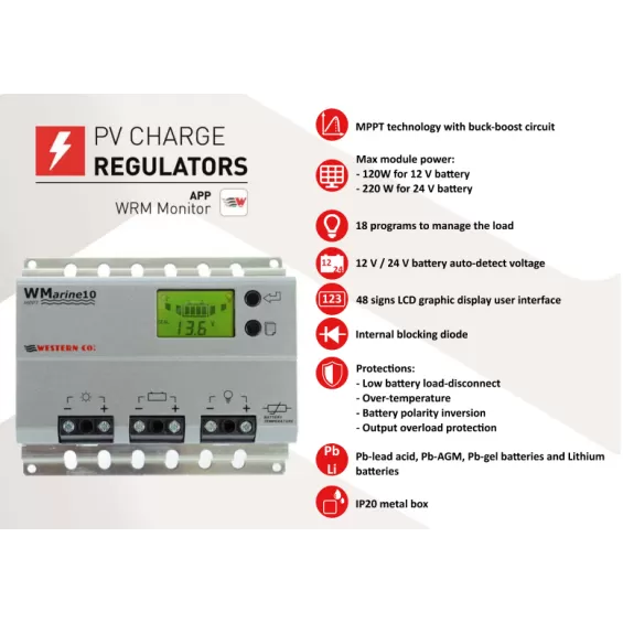 Regolatore di carica WMarine 10A MPPT Step Up