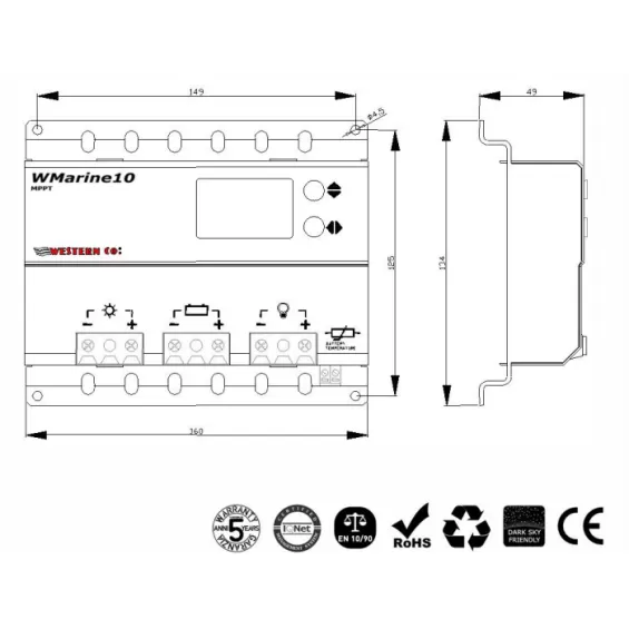 Regolatore di carica WMarine 10A MPPT Step Up