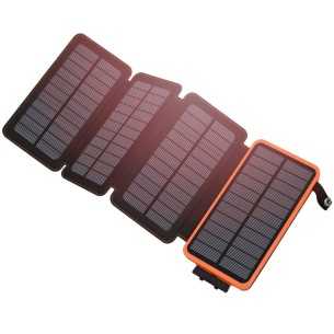 Caricabatterie Power Bank 25000 mAh e pannelli solari 5W e torcia