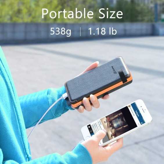 Caricabatterie Power Bank 25000 mAh e pannelli solari 5W e torcia Caricabatterie Power Bank 25000 mAh e pannelli solari 5W e torcia