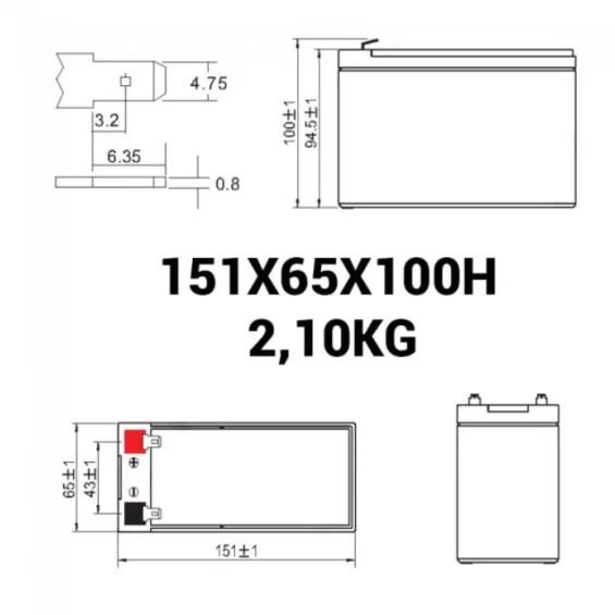 Batteria 7,0 Ah 12V PRIME